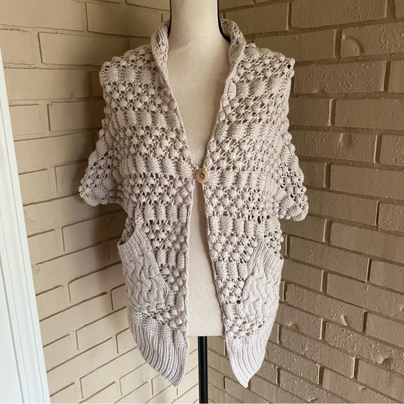 Rebecca Taylor Womens Cotton Wool Sleeveless Buttoned Sweater Vest Beige XS / S - Picture 1 of 11